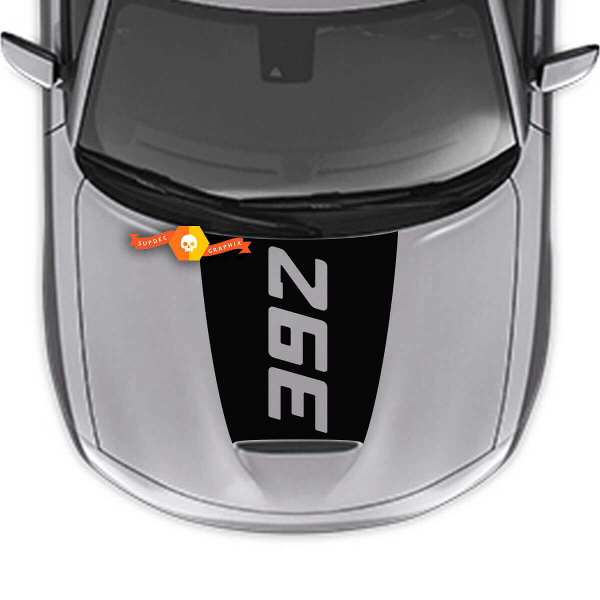 392 and 345 Solid Center Blackout Hood Vinyl Decal Sticker for Dodge Charger 2015-2024