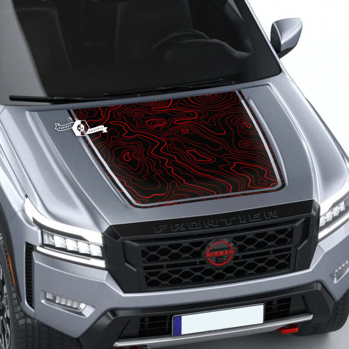 Nissan Frontier 2024 Pro-4x Hood Decal Vinyl Topographic Map Contour Lines Blackout Graphic Decals Sticker
