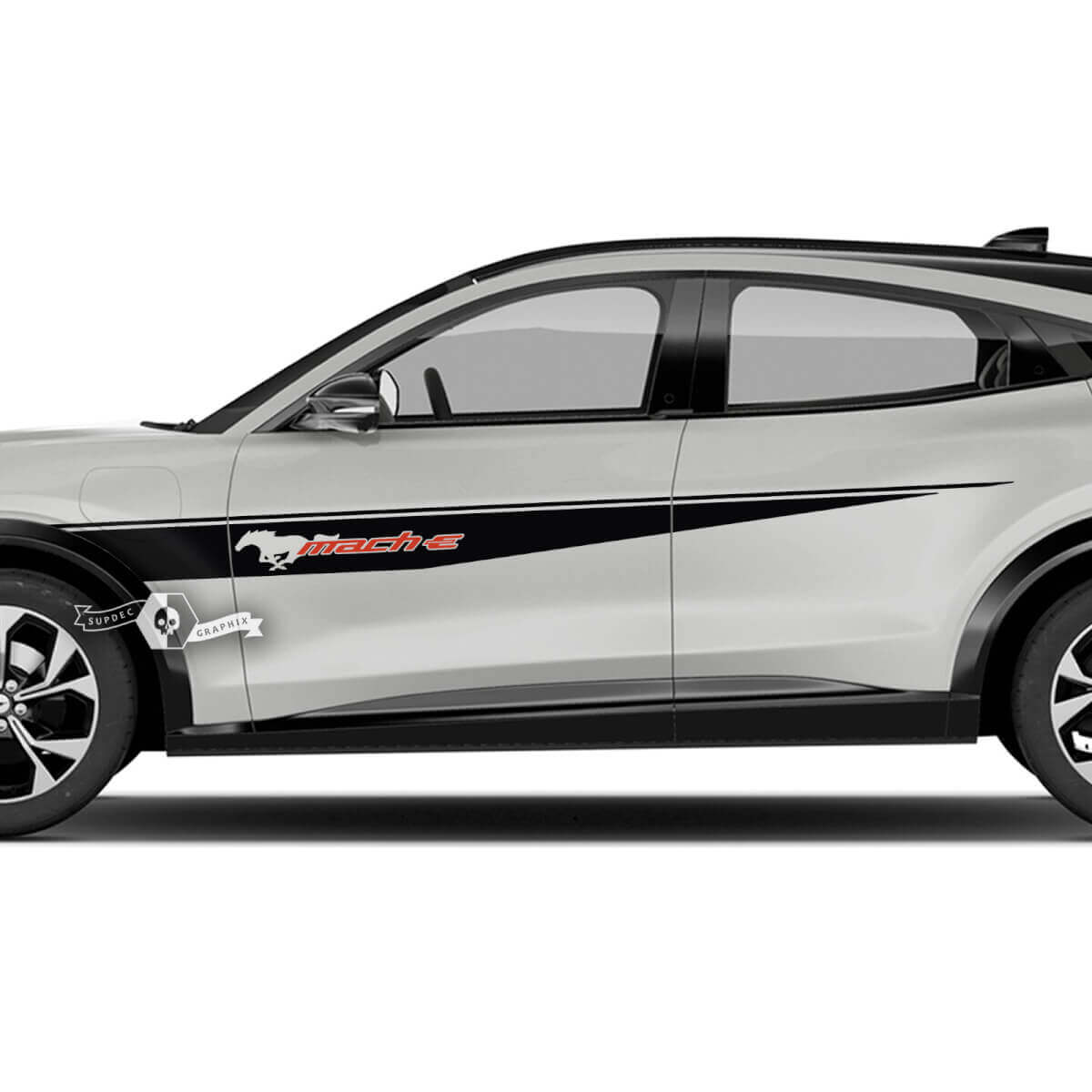 Pair Ford Mustang MACH-E MACH E Front Fender Top Line Stripes Side Door Logo Decal vinyl stickers 2 Colors
