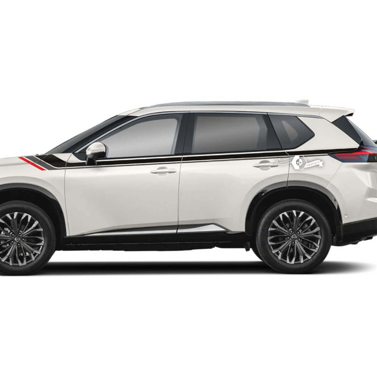 Pair Nissan Rogue Side Door Rocker Panel Rear Fender Stripes Sticker Decal Vinyl Graphic 3 Colors
