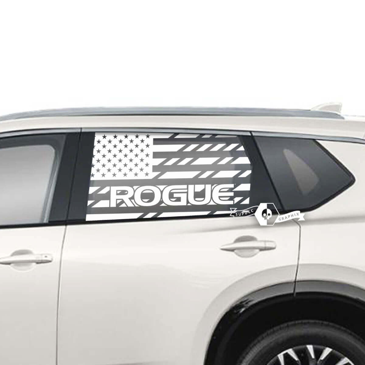 Nissan Rogue USA Flag Side Rear Window Vinyl Decal Sticker Graphic

