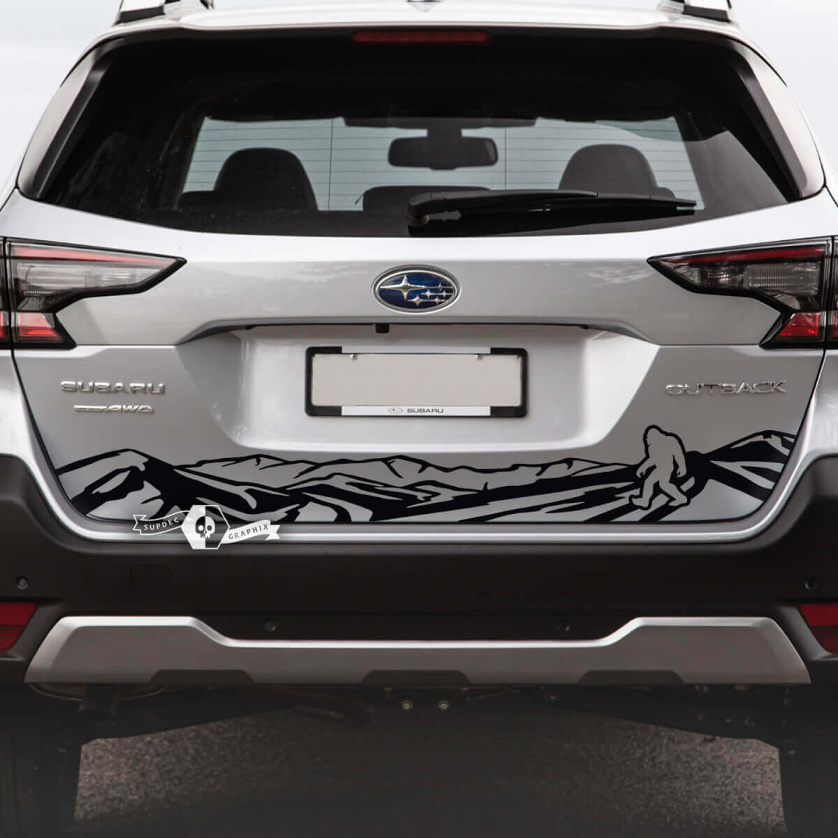 Suba Outback Rear Bumper Yeti Bigfoot Mountains Vinyl Sticker Decal Graphic
