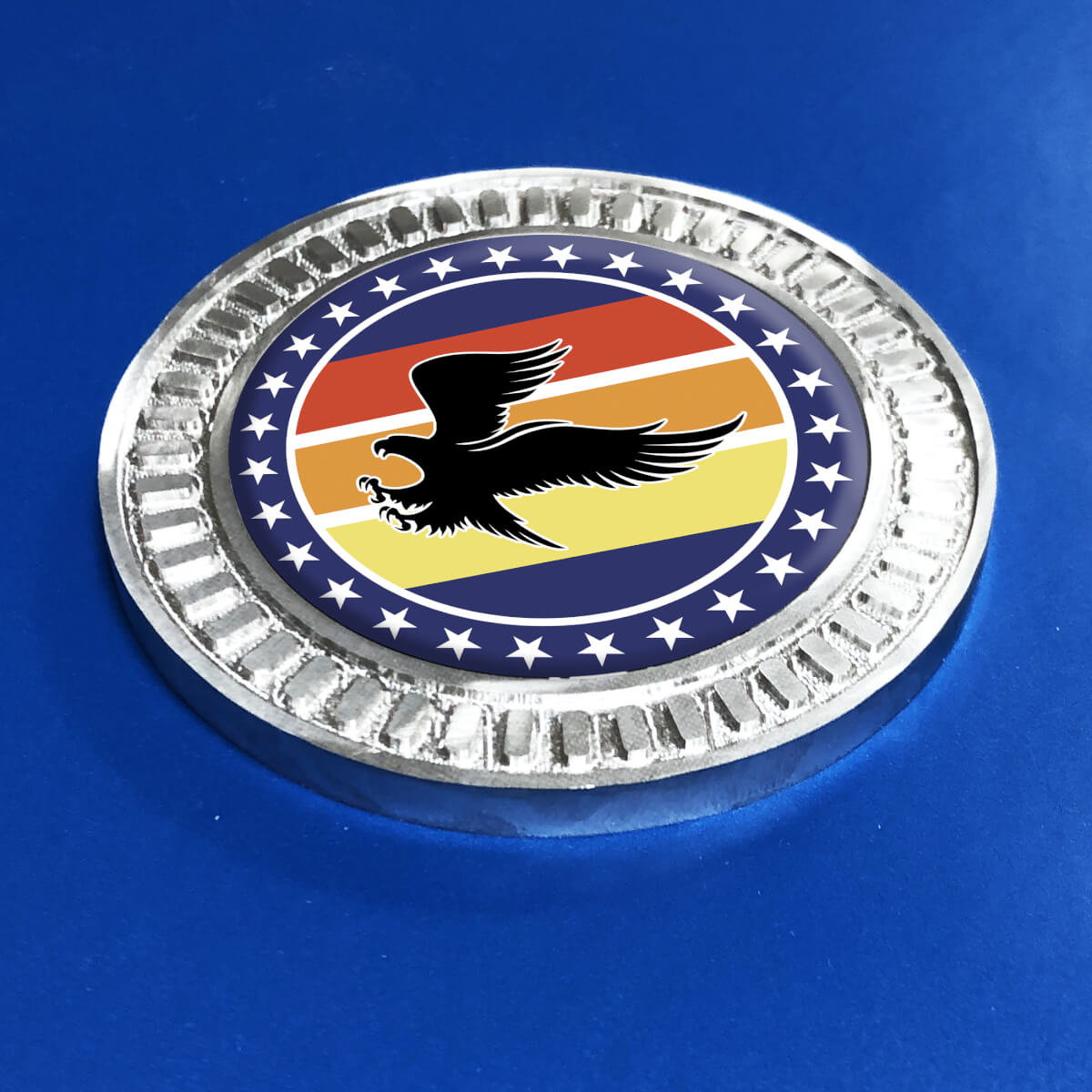 3D Badge Vintage Bald Eagle Stars Metal Aluminum Emblem 2
