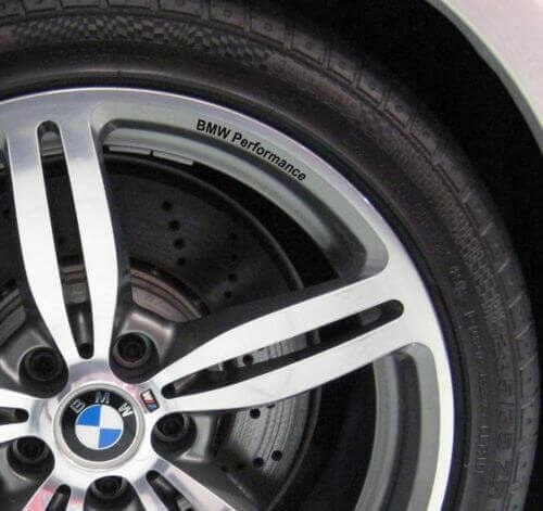 BMW Performance Wheel Rim Vinyl Decal Set for BMW Cars