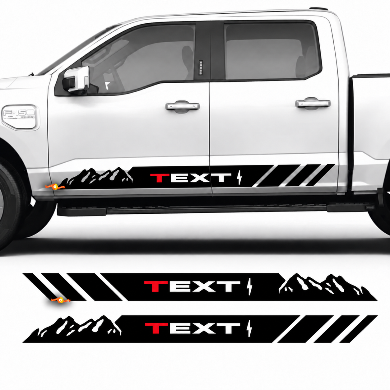 TEXT Mountain Stripes Rocker Panel Vinyl Decal Sticker for Ford F-150 Lightning