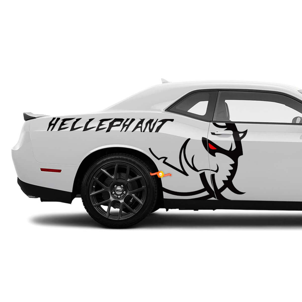 Hellephant Logo Side Vinyl Decal Kit for Dodge Challenger or Charger