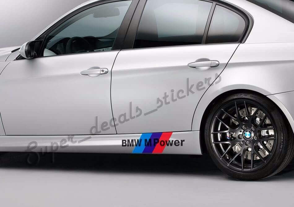 M Power Style Side Skirt Vinyl Decal Pair for BMW