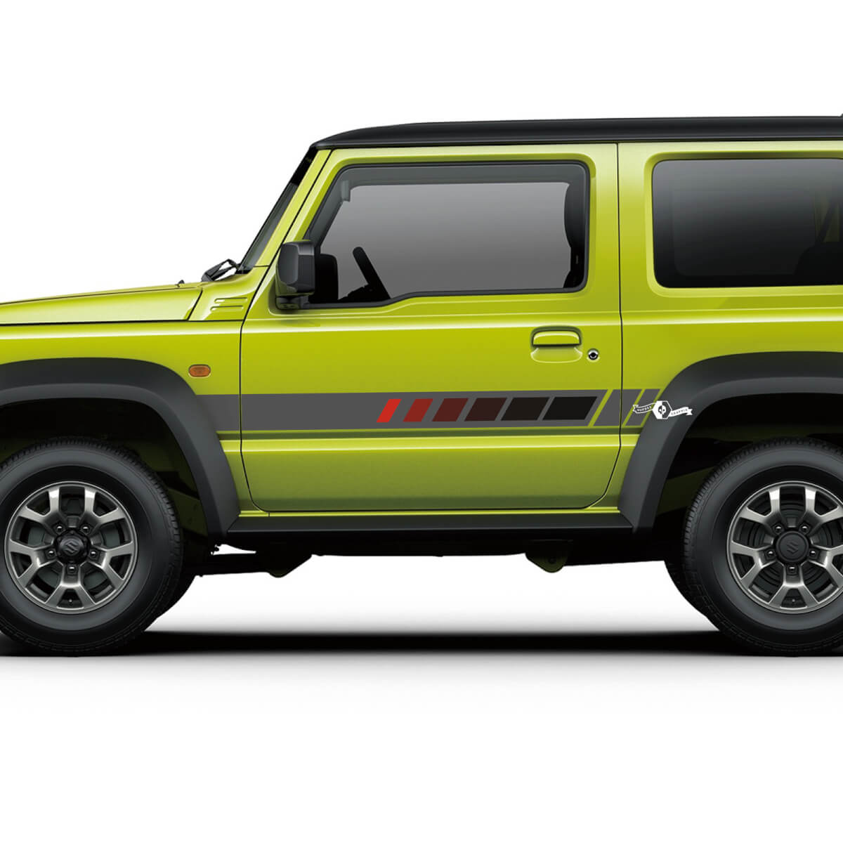 Suzuki JIMNY Side Black Grey Red Retro Stripes decal sticker graphics
