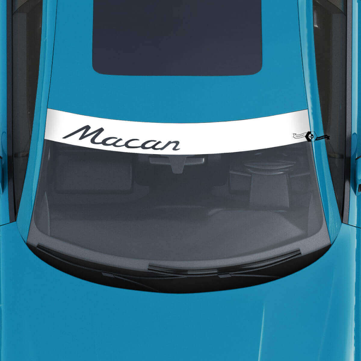 Porsche Macan Logo Windshield with Background Stripes Kit Decal Sticker
