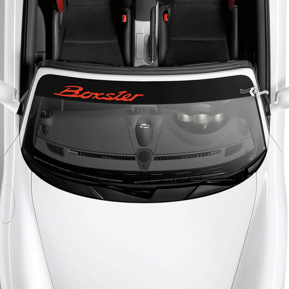 Porsche Boxster Logo Windshield with Background Stripes Kit Decal Sticker
