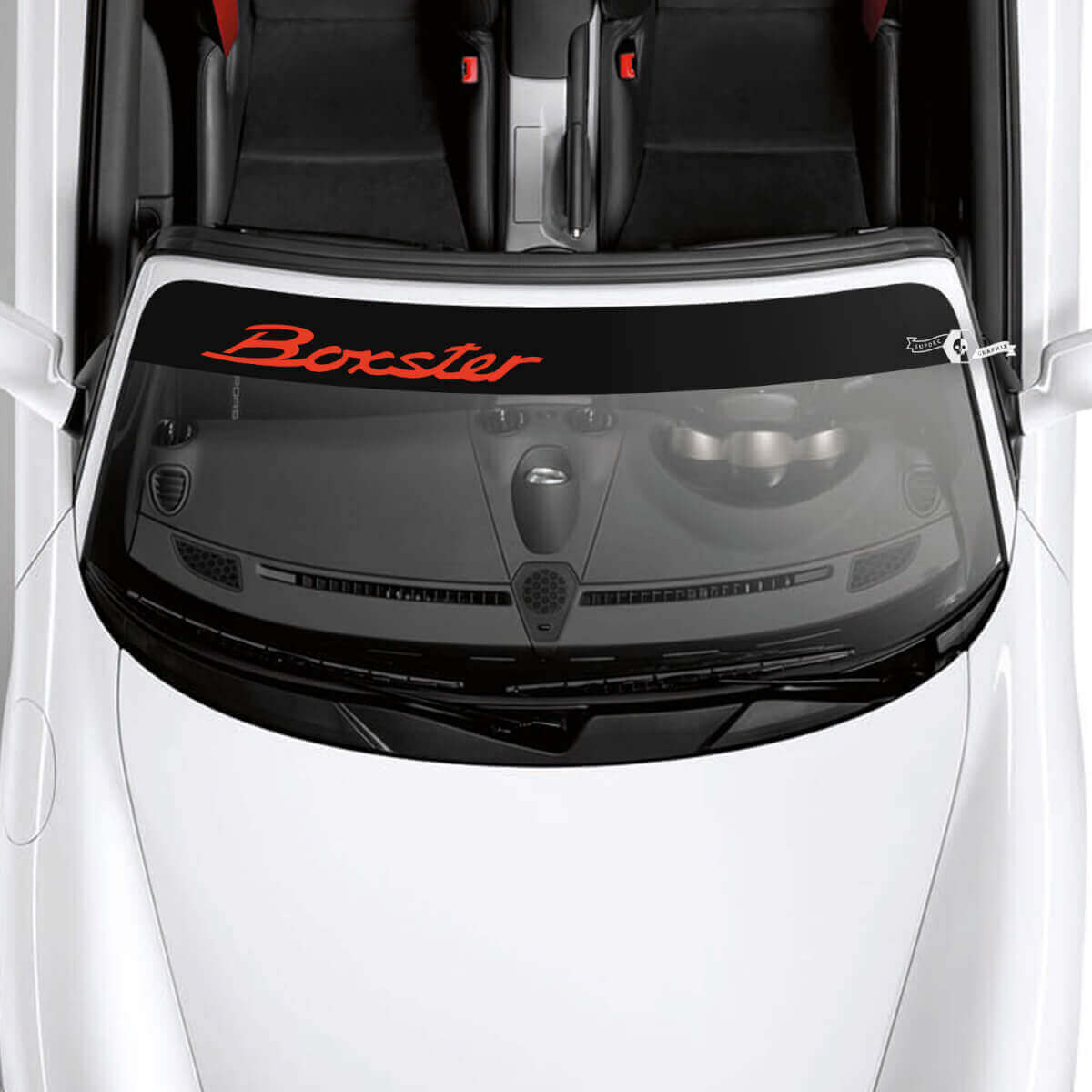 Porsche Boxster Logo Windshield with Background Stripes Kit Decal Sticker
