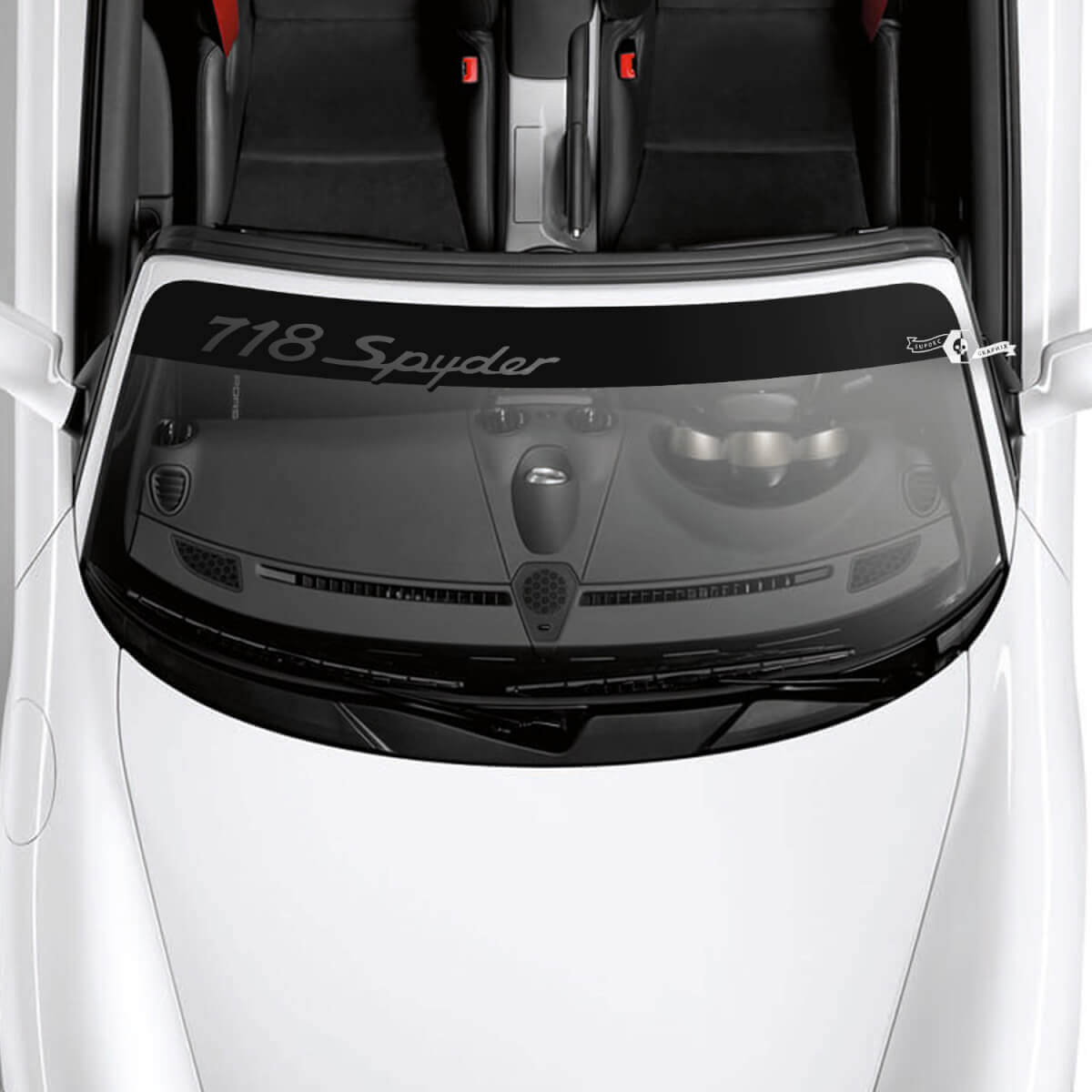 Porsche 718 Spyder Logo Windshield with Background Stripes Kit Decal Sticker
