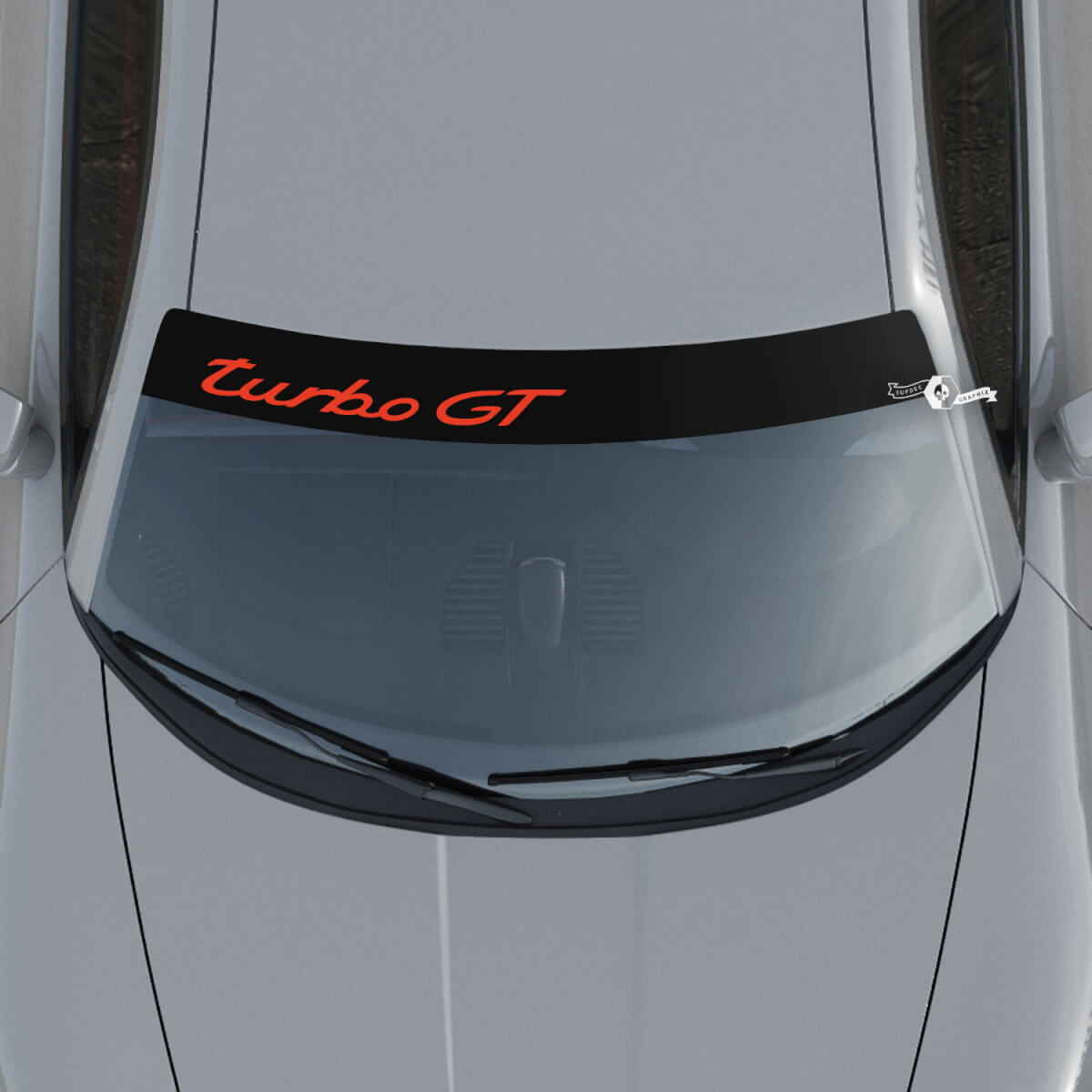 Porsche Turbo GT Logo Windshield with Background Stripes Kit Decal Sticker
