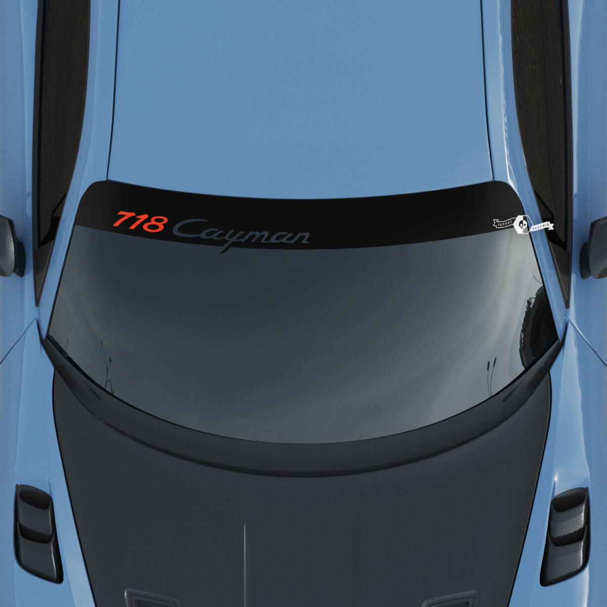 Porsche Turbo GT Logo Windshield with Background Stripes Kit Decal Sticker
