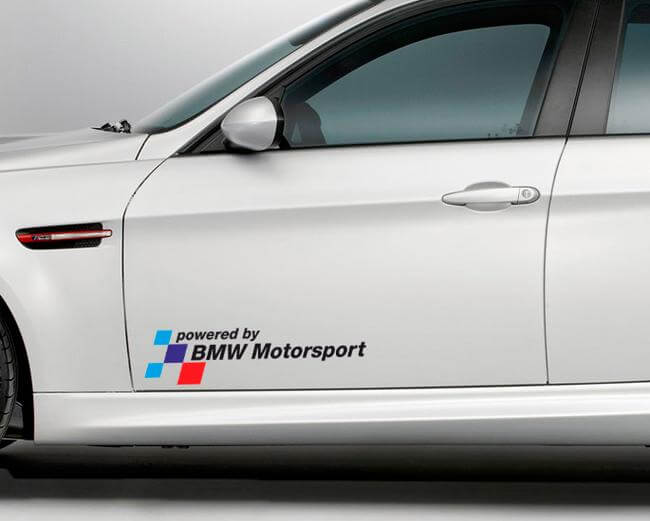 Pair BMW powered by BMW Motorsport decal sticker M3 M6 M5 M4 e92 e46 e36
