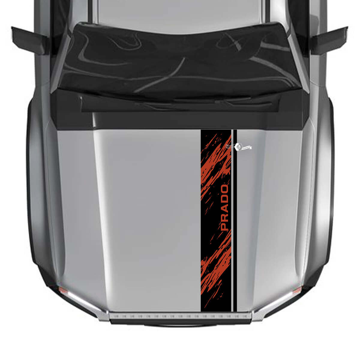 2024 Toyota Land Cruiser Prado Hood Stripe Destroyed Decals Vinyl Graphic Decals 2 Colors
