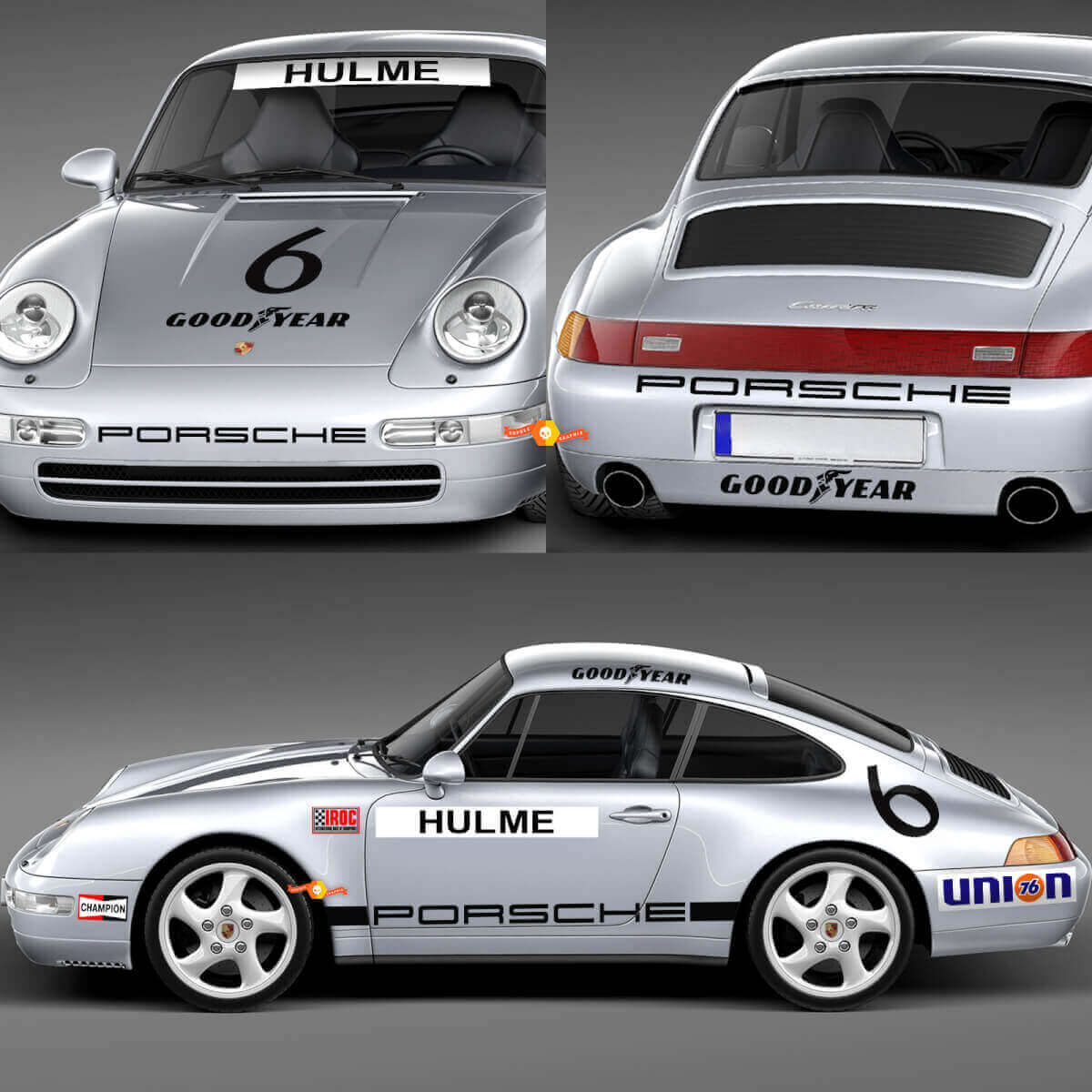 1974 Porsche 911 Racing Sticker Decal Set - Classic Vinyl Graphics for Restoration and Customization
