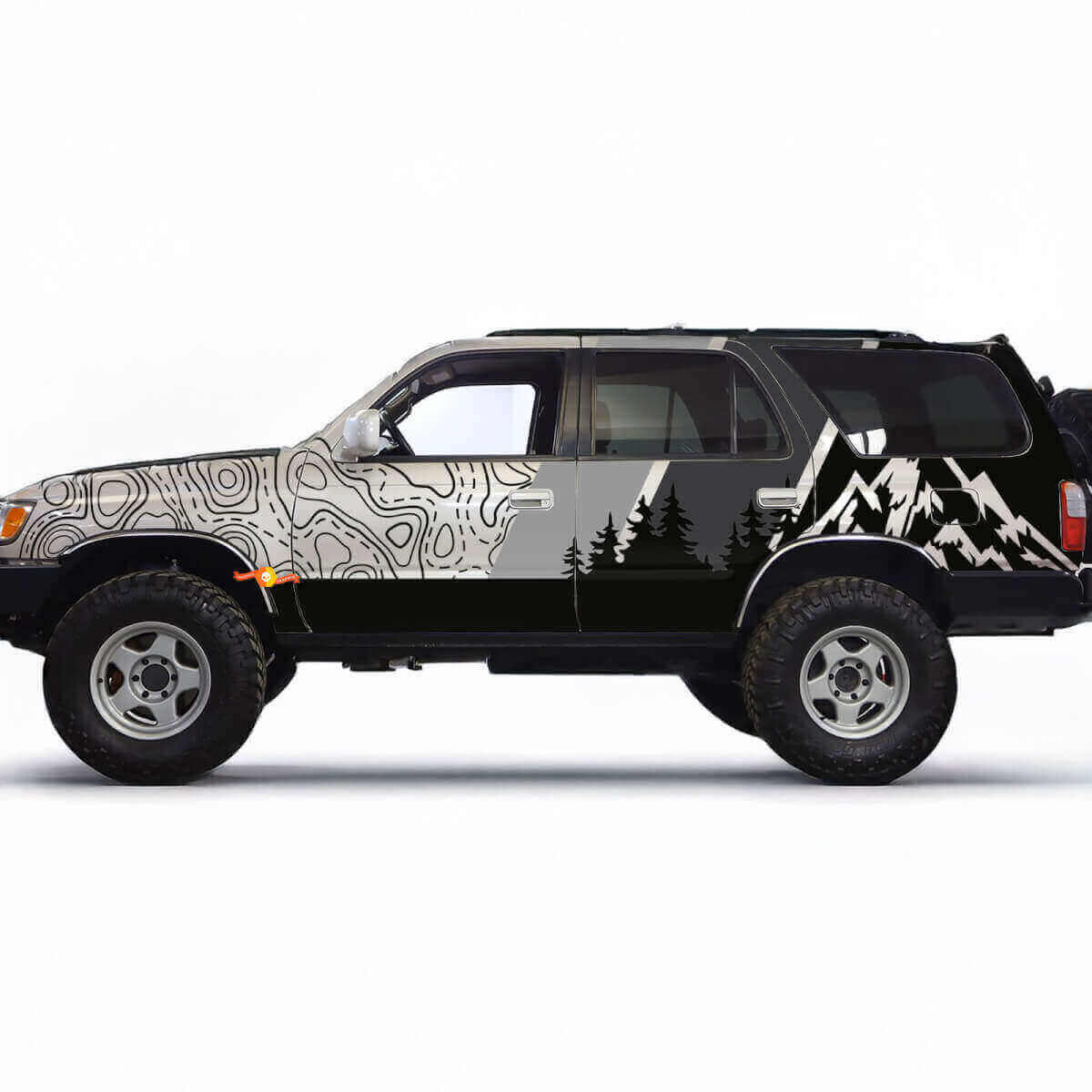 Topographic Mountain Forest Side Vinyl Decal Kit for Toyota 4Runner