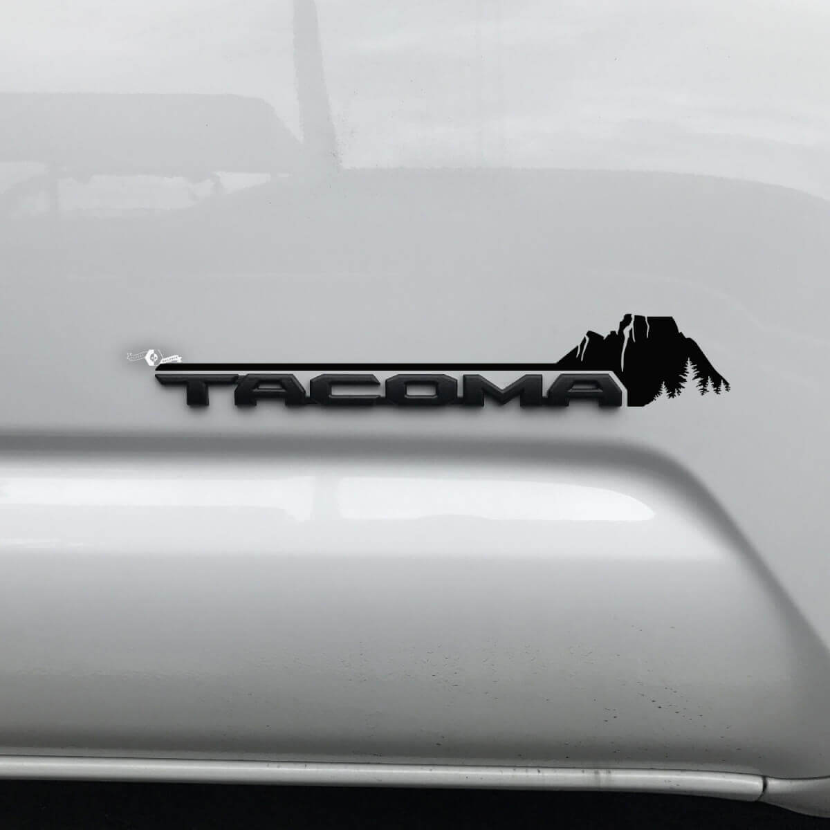 Toyota Tacoma Mountains Forest Trees Canyon Decal Sticker Over Badge
