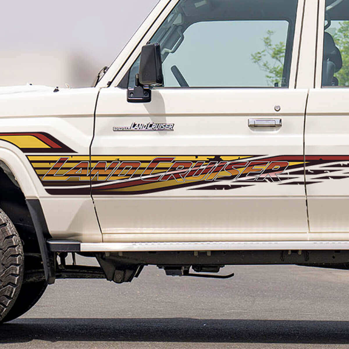 Lettering Retro Side Classic Stripes Sticker Graphics Decal Kit for Toyota LandCruiser