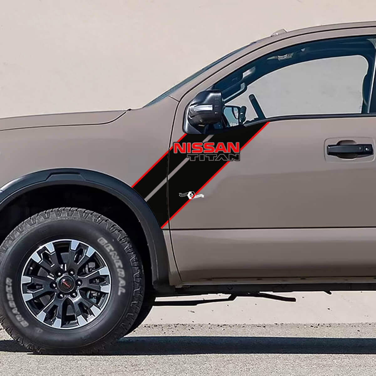 Twin Stripes Front Fender Door Vinyl Decal Kit for Nissan Titan