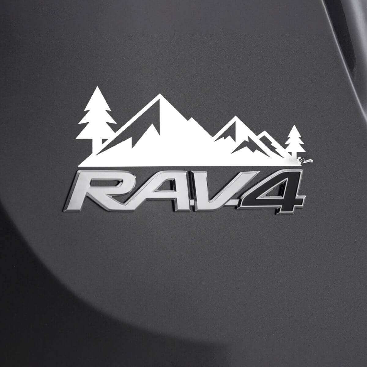 Mountains Trees Decal Sticker Over Rear 2 For Toyota Rav4 Badge