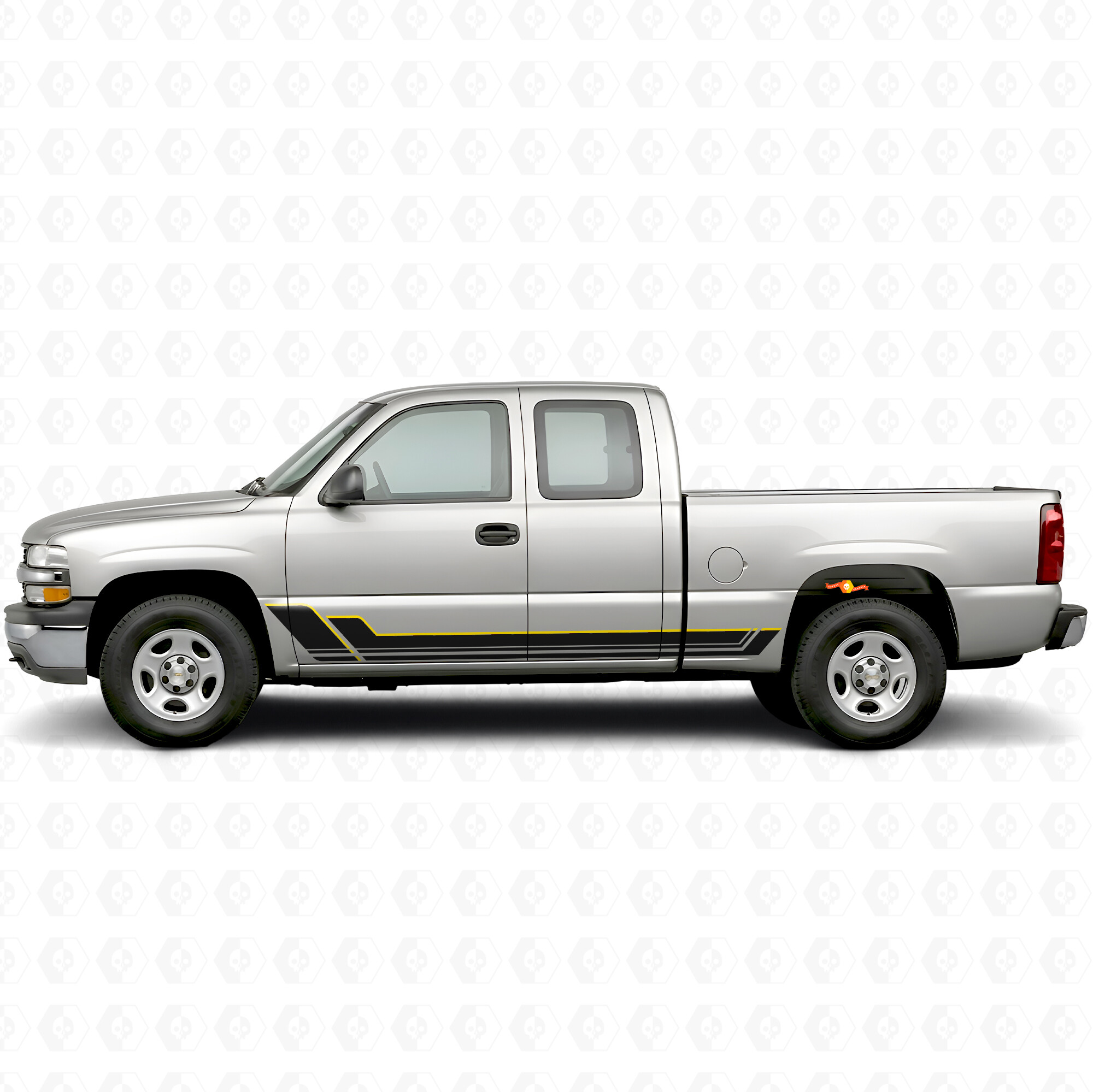 Angular Outline Door & Rocker Panel Vinyl Stripes for Chevrolet Silverado 1500 GMT800 1999-2007