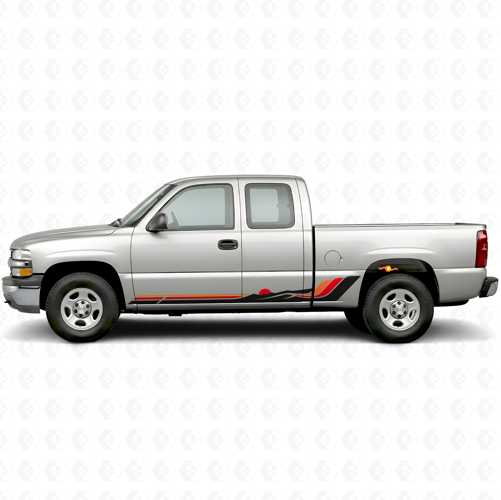Retro Mountain Wave Door & Rocker Panel Vinyl Stripes for Chevrolet Silverado 1500 GMT800 1999-2007