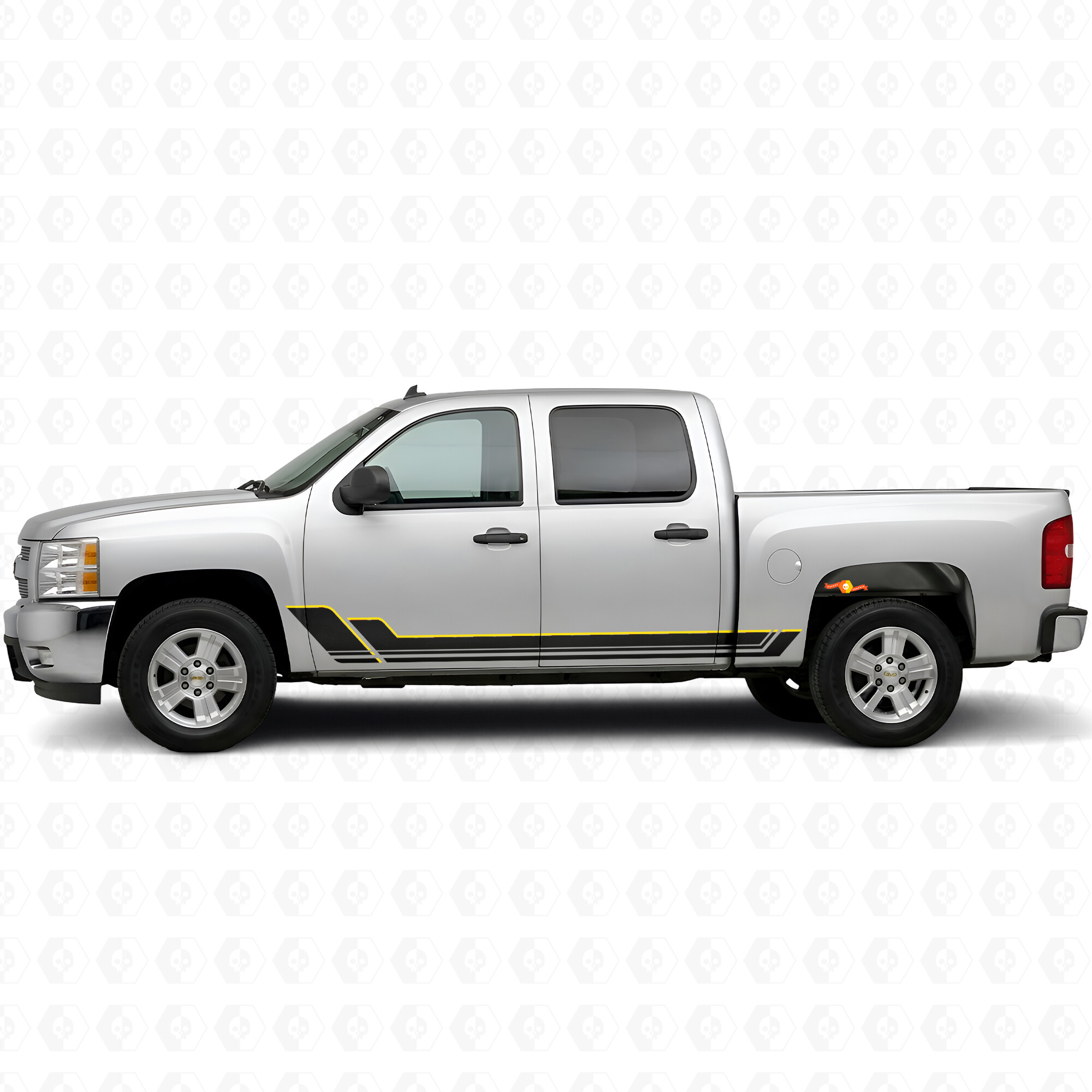 Angular Outline Door & Rocker Panel Vinyl Stripes for Chevrolet Silverado 1500 GMT900 2007-2013