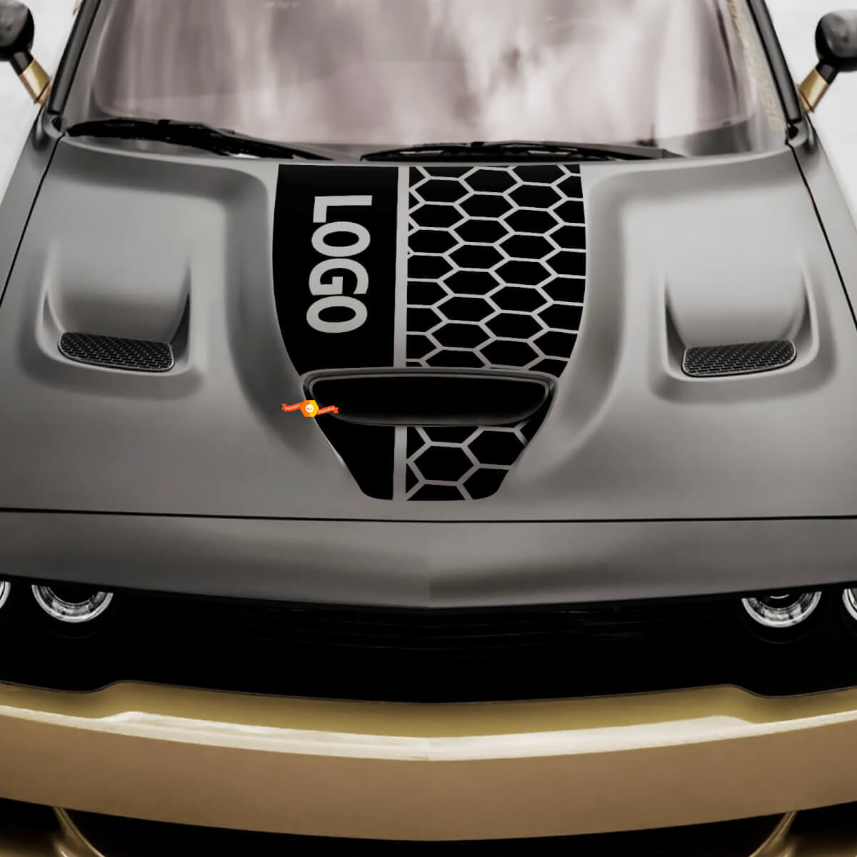 Custom Logo Honeycomb Style Hood Vinyl Decal for Dodge Challenger or Charger