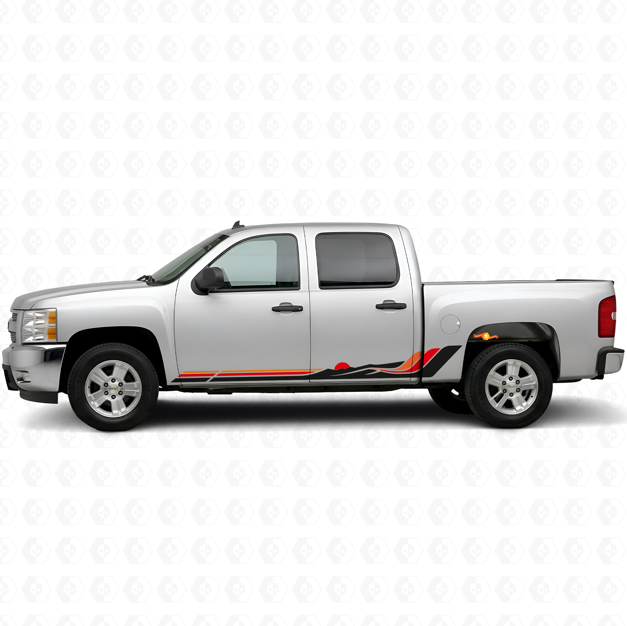 Retro Mountain Wave Door & Rocker Panel Vinyl Stripes for Chevrolet Silverado 1500 GMT900 2007-2013