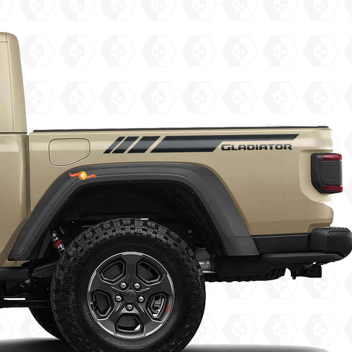 Branded Rear Side Stripes Vinyl Decal Kit for Jeep Gladiator 