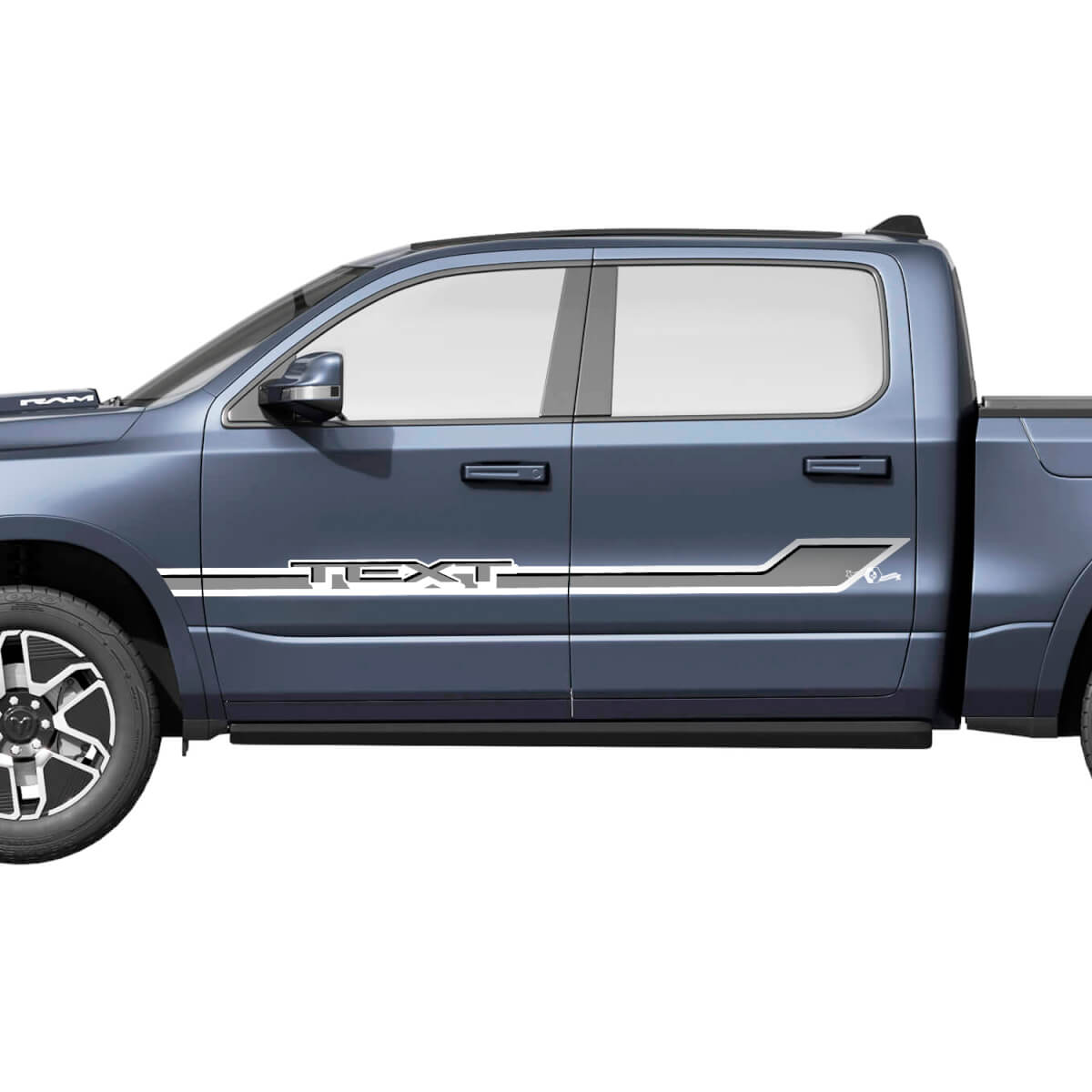 Custom Door Side Stripes Vinyl Decals Kit for Dodge Ram 1500 REV
