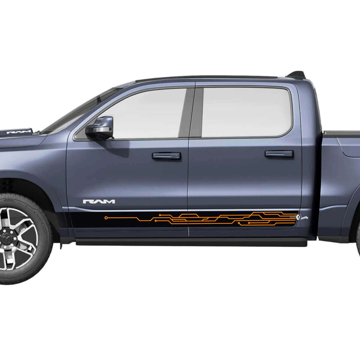 Diagram Lines Side Rocker Panel Modern Stripes Vinyl Decals Stickers Graphics for Dodge Ram 1500 REV