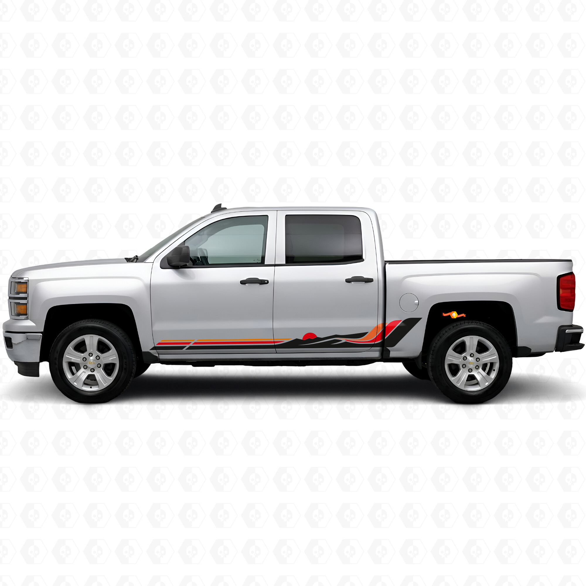 Retro Mountain Wave Door & Rocker Panel Vinyl Stripes for Chevrolet Silverado 1500 K2XX 2014-2019