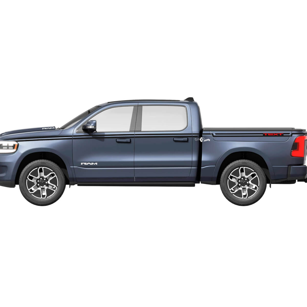Double Custom Side Stripes Vinyl Decals for Dodge Ram 1500 REV