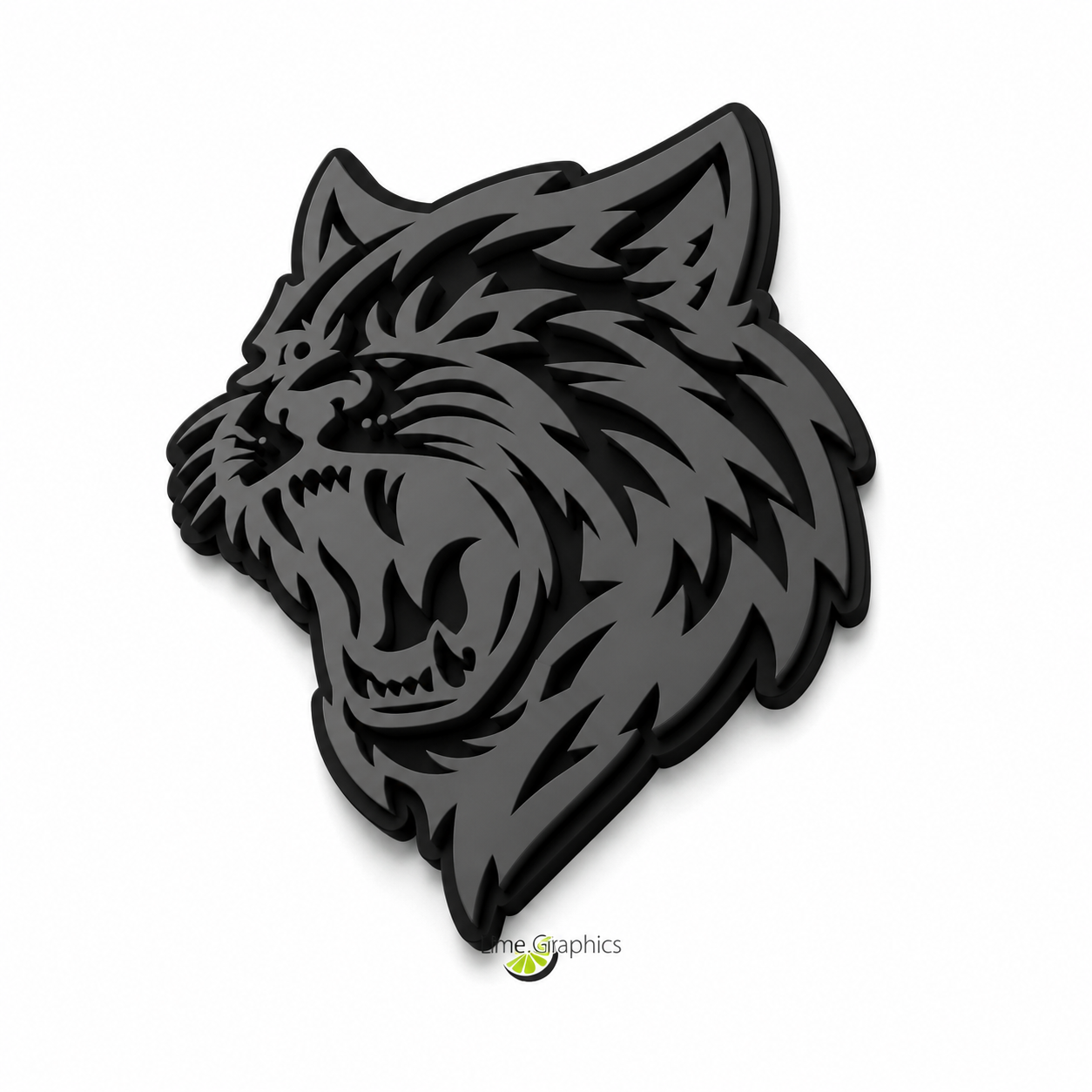 WildCat Style Black Dark Grey Custom Cat Head 3D Fender Tailgate Badge