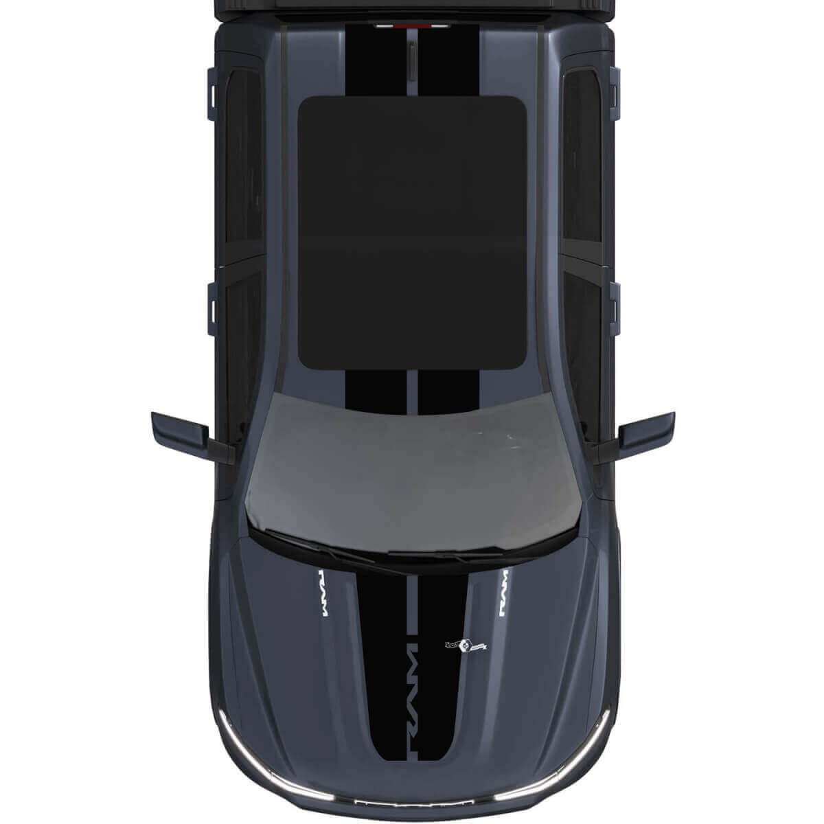 Hood and Roof Dual Central Stripes Vinyl Decals Stickers Graphics 2 for Dodge Ram 1500 REV