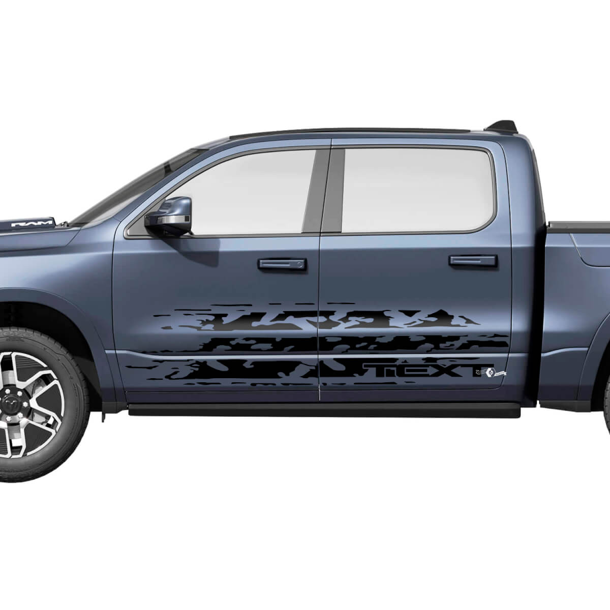 Distressed Style Side Vinyl Decals KIt for Dodge Ram 1500 REV