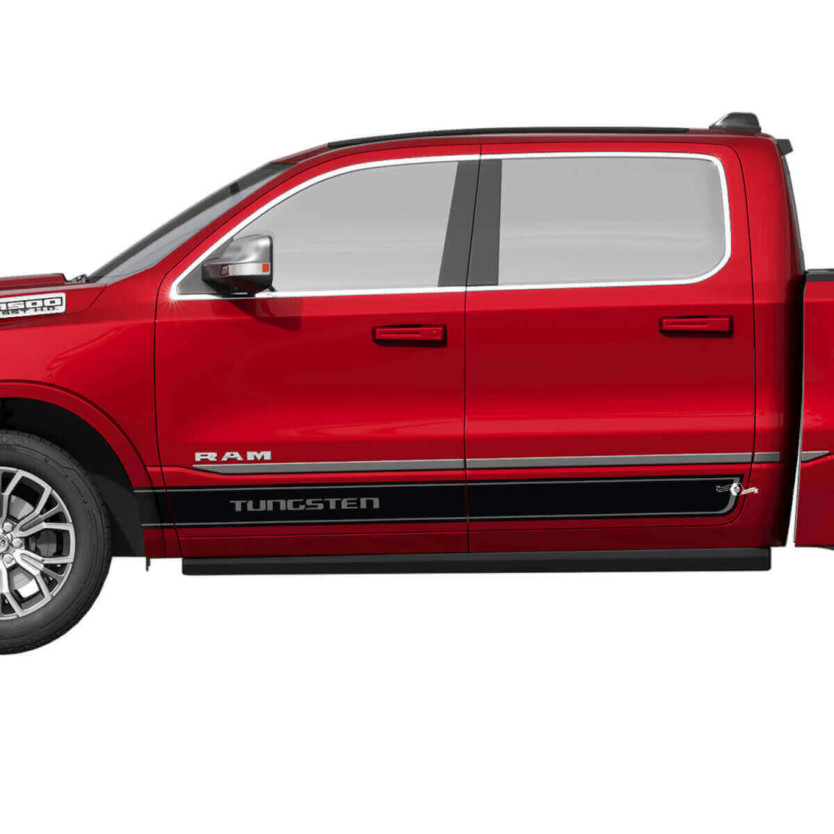 Tungsten Lettering Stripes Side Vinyl Decal Kit for Dodge Ram 1500 Tungsten 