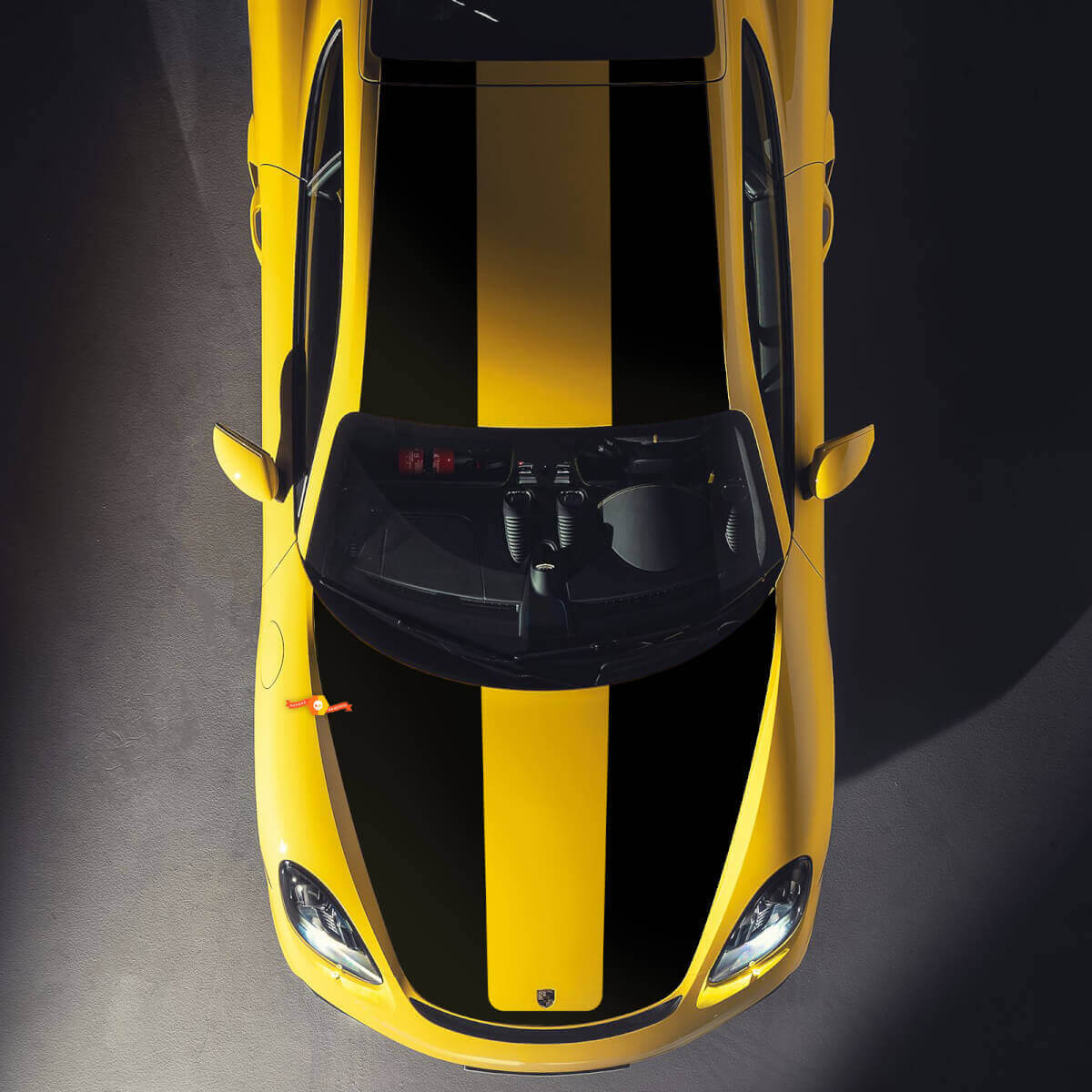 Racing Dual Hood and Roof Stripes Vinyl Decal Kit for Porsche Cayman GT4
