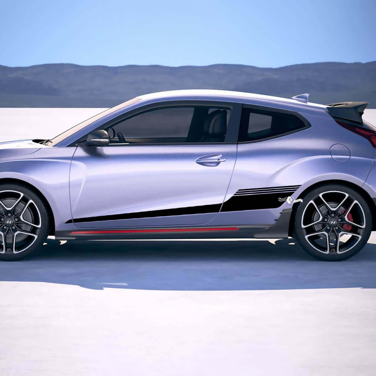 2x Door Side Strobe Racing Stripes Vinyl Stickers Decal fit to Hyundai Veloster
