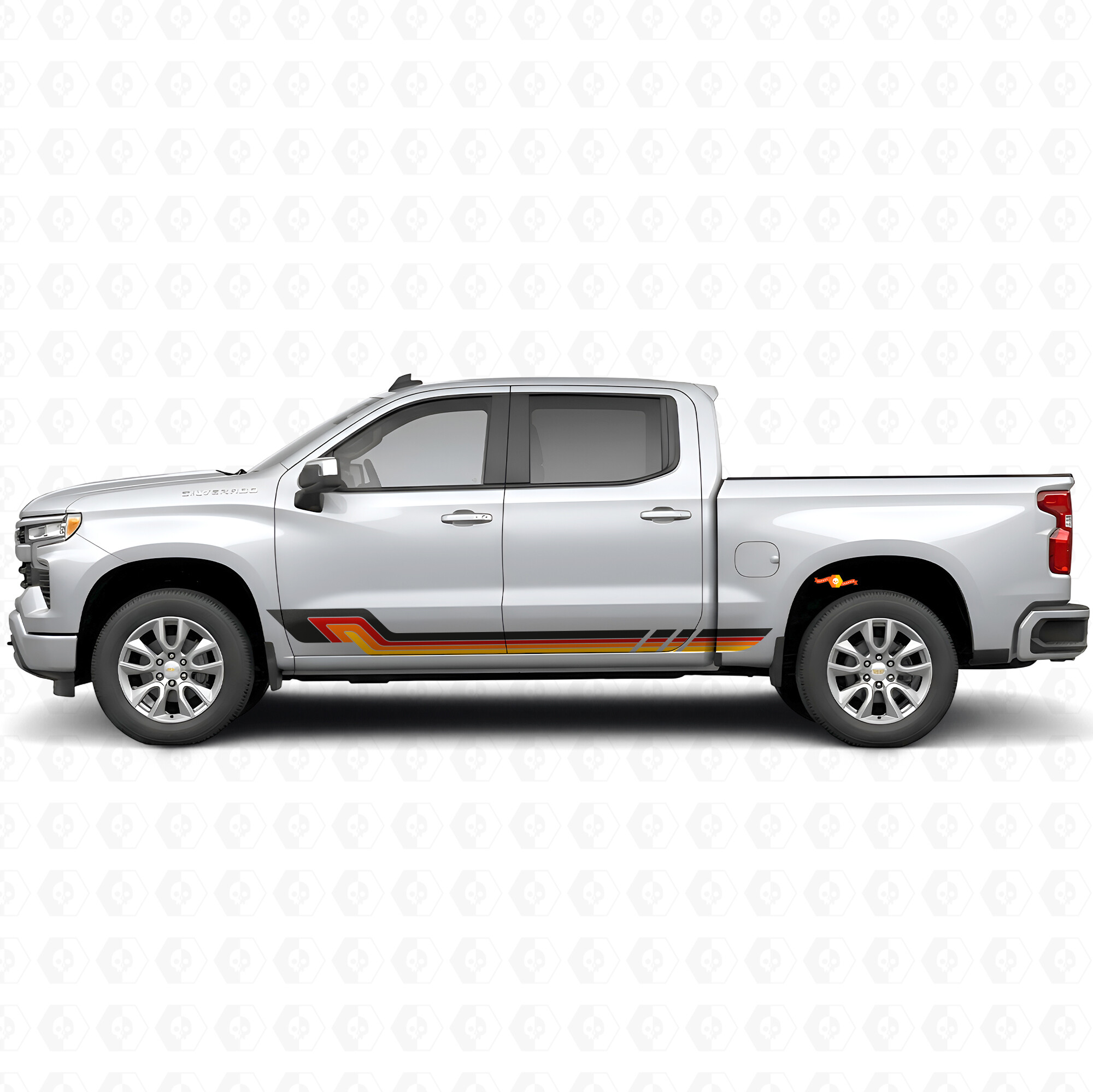 Retro Parallel Door & Rocker Panel Vinyl Stripes for Chevrolet Silverado 1500 T1XX 2019-2026