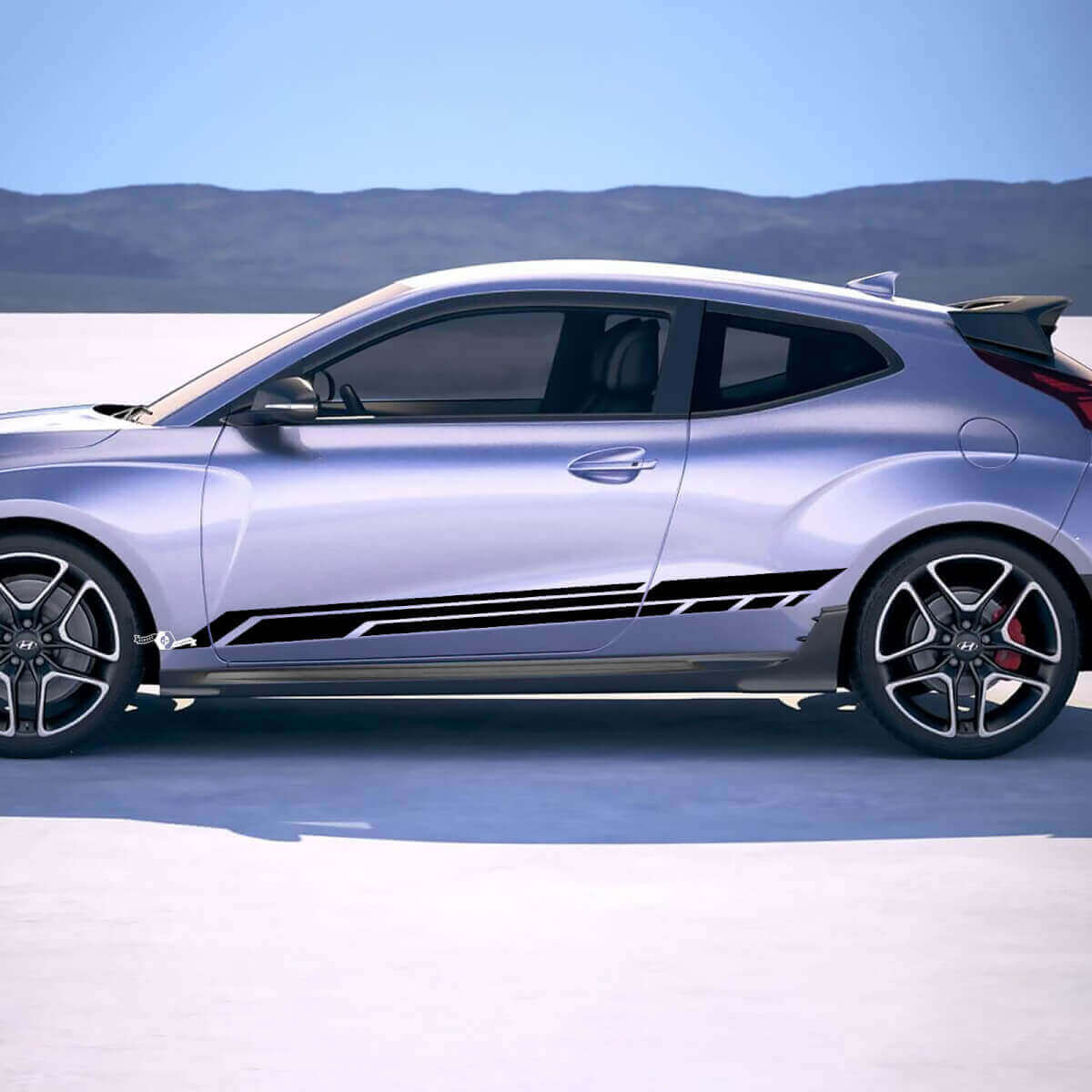 2x Porte Latérales Bandes de Course Autocollants Vinyles Decal adapté pour Hyundai Veloster