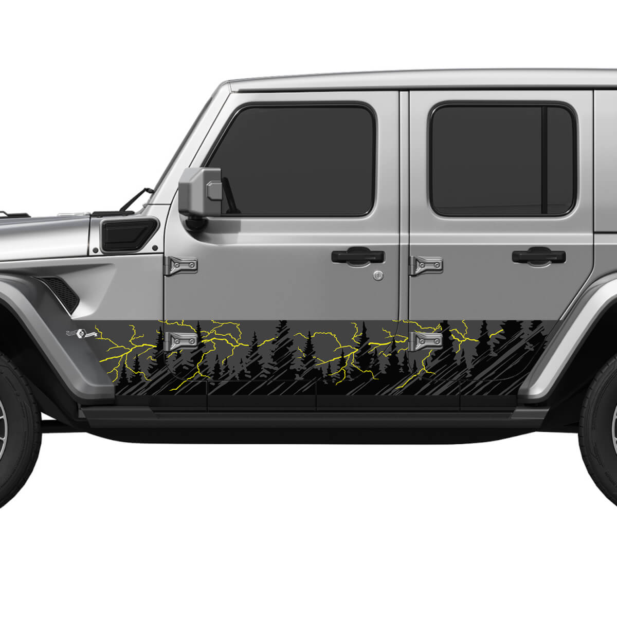 Mountains Trees Lightning Splash Wrap Side Doors Vinyl decal sticker fit Jeep Wrangler
