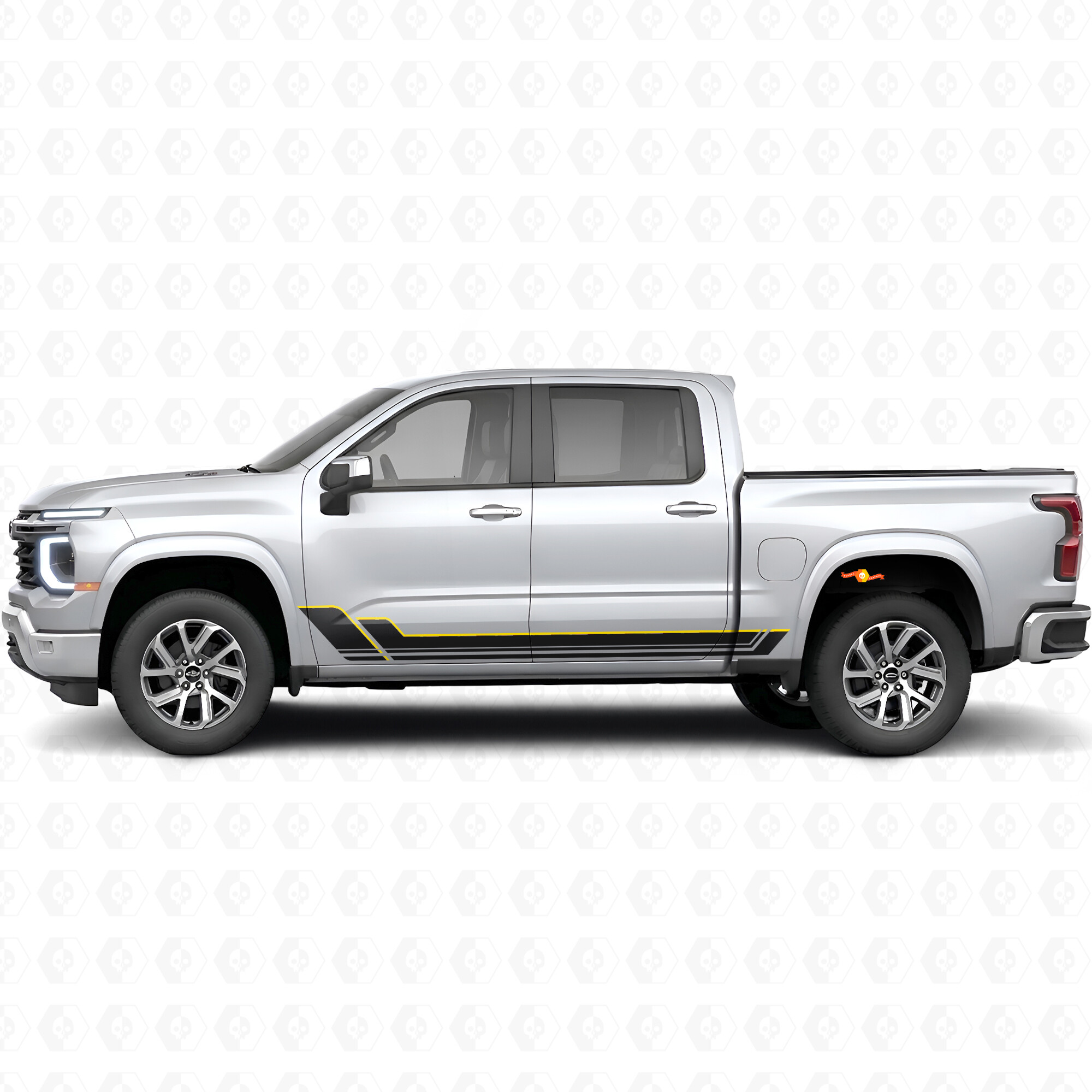 Angular Outline Door & Rocker Panel Vinyl Stripes for Chevrolet Silverado 1500 Next Generation 2027