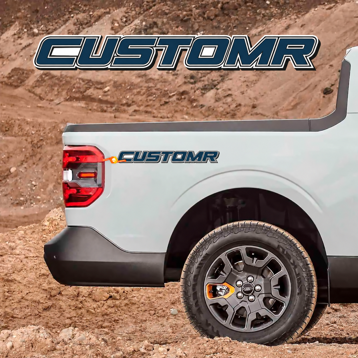 CUSTOMR Navy Italic Double Outline Lettering Pair Bedside Vinyl Decal Sticker for Ford F-250