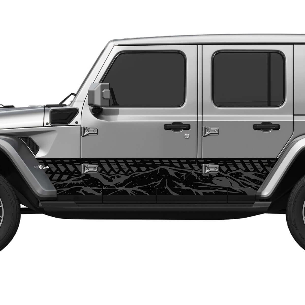 Tire Tracks Mountain Splash Side Doors Vinyl Decal Sticker 2 for Jeep Wrangler