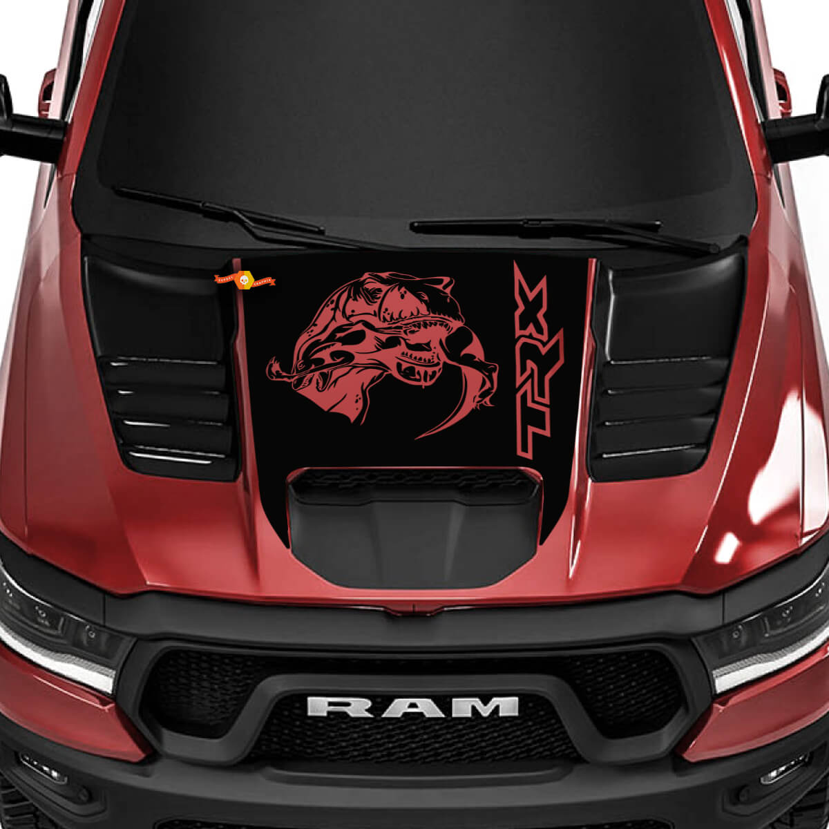 Hood T-Rex eating Raptor Good decal for Dodge Ram 1500 TRX Truck Vinyl Decal Graphic
