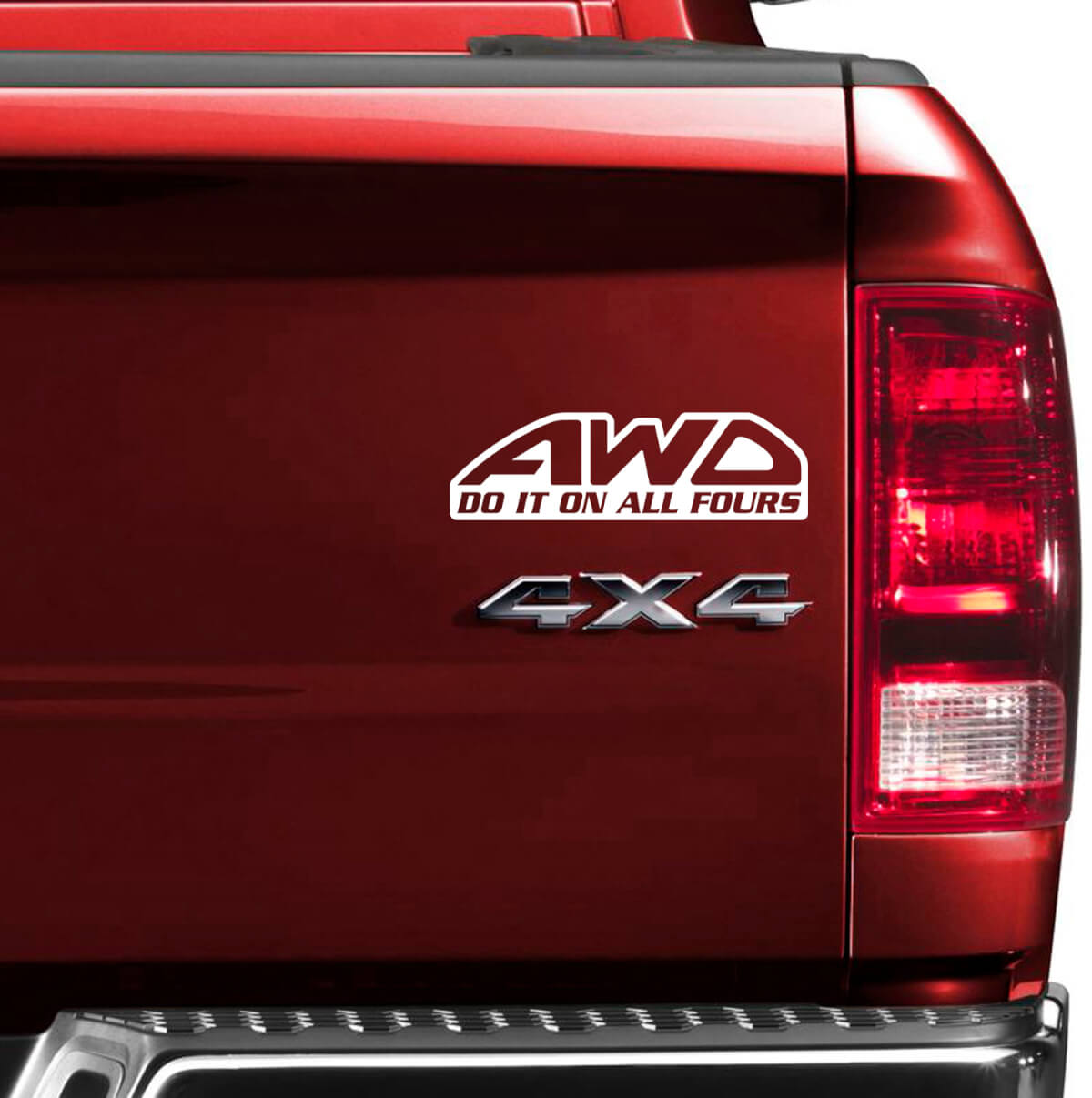 AWD Do It On All Fours Truck Rear Side Vinyl Decal Set